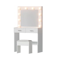 Artiss Dressing Table Vanity Desk Set Stool 10 Led Bulbs White