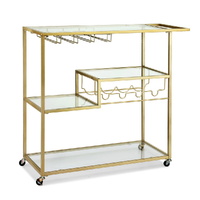 Artiss Bar Cart Drink Trolley Serving Cocktail Wine Rack Glass Holder 102cm Gold