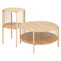 Artiss Coffee Table 2-Tier Round Wood