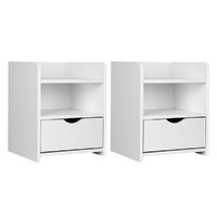 Artiss 2X Bedside Table 1 Drawer with Shelf - FARA White