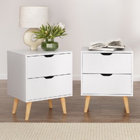 Artiss 2X Bedside Table 2 Drawers - BODEN White