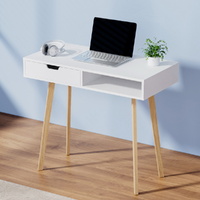Computer Desk Drawer Cabinet Shelf White 90CM