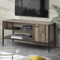 Tukwila TV Cabinet Entertainment Unit Stand Storage Wood Industrial Rustic 124cm