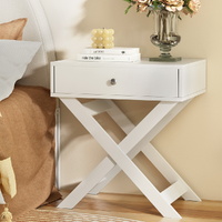 Bedside Table Drawers Side Table Storage Cabinet Nightstand White QARA