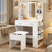 Artiss Dressing Table LED Vanity Desk Set Stool White
