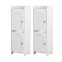 Artiss 2x Bathroom Storage Cabinet 2-Tier Slim Toilet Organizer Adjustable White