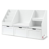 Keezi Kids Bookshelf Storage Organiser Toy Box Drawer Bench Seat Cabinet White