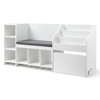 Keezi Kids Storage Unit Bookshelf Toy Box Organiser Bench Seat Cabinet 170cm White