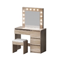 Artiss Dressing Table Set Stool 12 Led Bulbs Wood