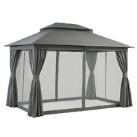 Instahut Gazebo 3x4m Canopy Outdoor Steel Frame Patio Tent Curtains Marquee Grey