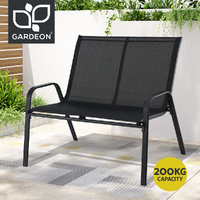 Gardeon Garden Bench Seat Steel Outdoor Patio Park Lounge Backyard Chair Black