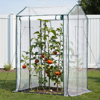 Green Fingers Mini Greenhouse PE Cover Green House Roll-Up Zippered Door 1.0x0.8x1.5M