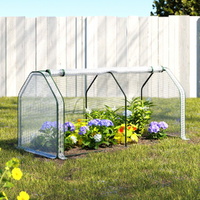 Green Fingers Mini Greenhouse PE Cover Green House Roll-Up Zippered Door 1.2x0.5x0.6M