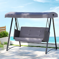 Outdoor Swing Chair Garden Bench Furniture Canopy 3 Seater Rattan Grey