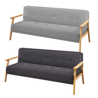 Greece 3 Seater Linen Fabric Wood Sofa Bed Lounge Couch