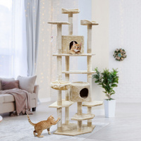 Cat Tree 203cm Trees Scratching Post Scratcher Tower Condo House Furniture Wood