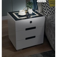 Owensboro Smart Bedside Tables Finger Print Lock Side 3 Drawers Wireless Charging USB Nightstand LED  AU