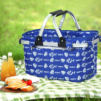 Picnic Bag Basket Folding Large Hamper Camping Hiking Insulated