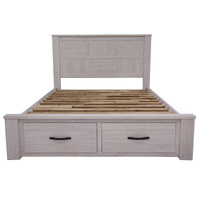 Americus Bed Frame Size Timber Mattress Base With Storage Drawers - White