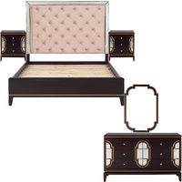 Arcadia 5pc Bed Frame Bedroom Suite Timber Bedside Dresser Mirror Package