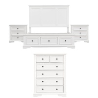 Alameda Bed Frame Bedroom Suite Bedside Dresser Mirror Package - White