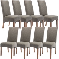 Aksa Fabric Upholstered Dining Chair Solid Pine Wood Furniture - Grey