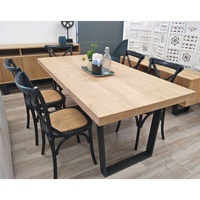 Petunia  Dining Table Elm Timber Wood Black Metal Leg - Natural