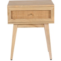 Urmston Bedside Table Drawer Storage Cabinet Solid Mango Wood Rattan Natural