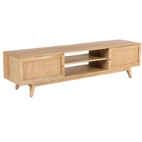 Orangetown ETU Entertainment TV Unit Solid Mango Wood Rattan 2 Door Natural