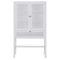 Jasmine Tall Storage Cabinet 90cm 2 Door 1 Drawer Mindi Wood Rattan