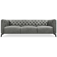 Bingham Genuine Forli Leather Sofa Upholstered Lounge Couch - Dark Grey