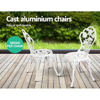 3PC Outdoor Setting Cast Aluminium Bistro Table Chair Patio