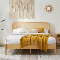 Lulu Bed Frame with Curved Rattan Bedhead 