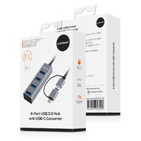 mbeat 4-Port USB 3.0 Hub with 2-in-1 USB 3.0 & USB-C Converter