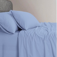 Elan Linen 1200TC Organic Cotton Sky Blue Bed Sheet Set