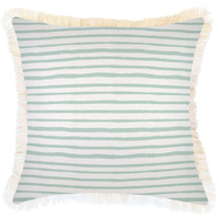 Cushion Cover-Coastal Fringe-Paint Stripes Pale Mint
