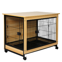 Wooden Wire Dog Kennel Side End Table Steel Puppy Crate Indoor Pet House