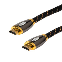 DELUXE Premium High Speed HDMI cable with Ethernet and repeater Supports 4K@60Hz as specified in HDMI 2.0 | Black Mesh