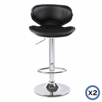 2X Bar Stools Faux Leather Mid High Back Adjustable Crome Base Gas Lift Swivel Chairs