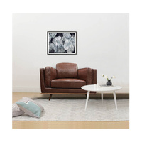 Hinesville Faux Sofa Brown Lounge Set for Living Room Couch with Wooden Frame