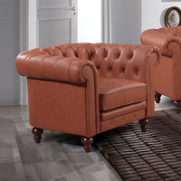 Prunedale Brown Sofa Lounge Chesterfireld Style Button Tufted in Faux Leather