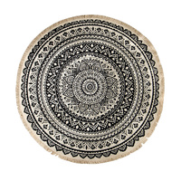Carpet Soft Linen Bohemian Non-Slip Floor Retro Minimalist Round Rug Home Decor with Tassels