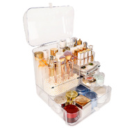Transparent Cosmetic Storage Box Clear Makeup Skincare Holder with Lid Drawers Waterproof  Dustproof Organiser with Pearls