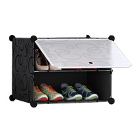 Shoe Rack Organizer Sneaker Footwear Storage Stackable Stand Cabinet Portable Wardrobe with Cover