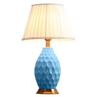 Textured Ceramic Oval Table Lamp with Gold Metal Base