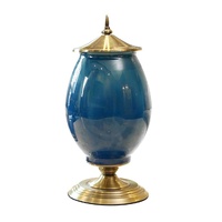 40.5cm Ceramic Oval Flower Vase with Gold Metal Base