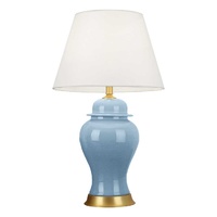 Oval Ceramic Table Lamp with Gold Metal Base Desk Lamp