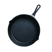 26cm Round Cast Iron Frying Pan Skillet Steak Sizzle Platter with Handle