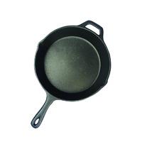 26cm Round Cast Iron Frying Pan Skillet Steak Sizzle Platter with Helper Handle