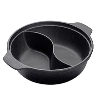 32CM Round Cast Iron Shabu Shabu Hotpot Beef Chicken Stew Wok Two-Flavor Division